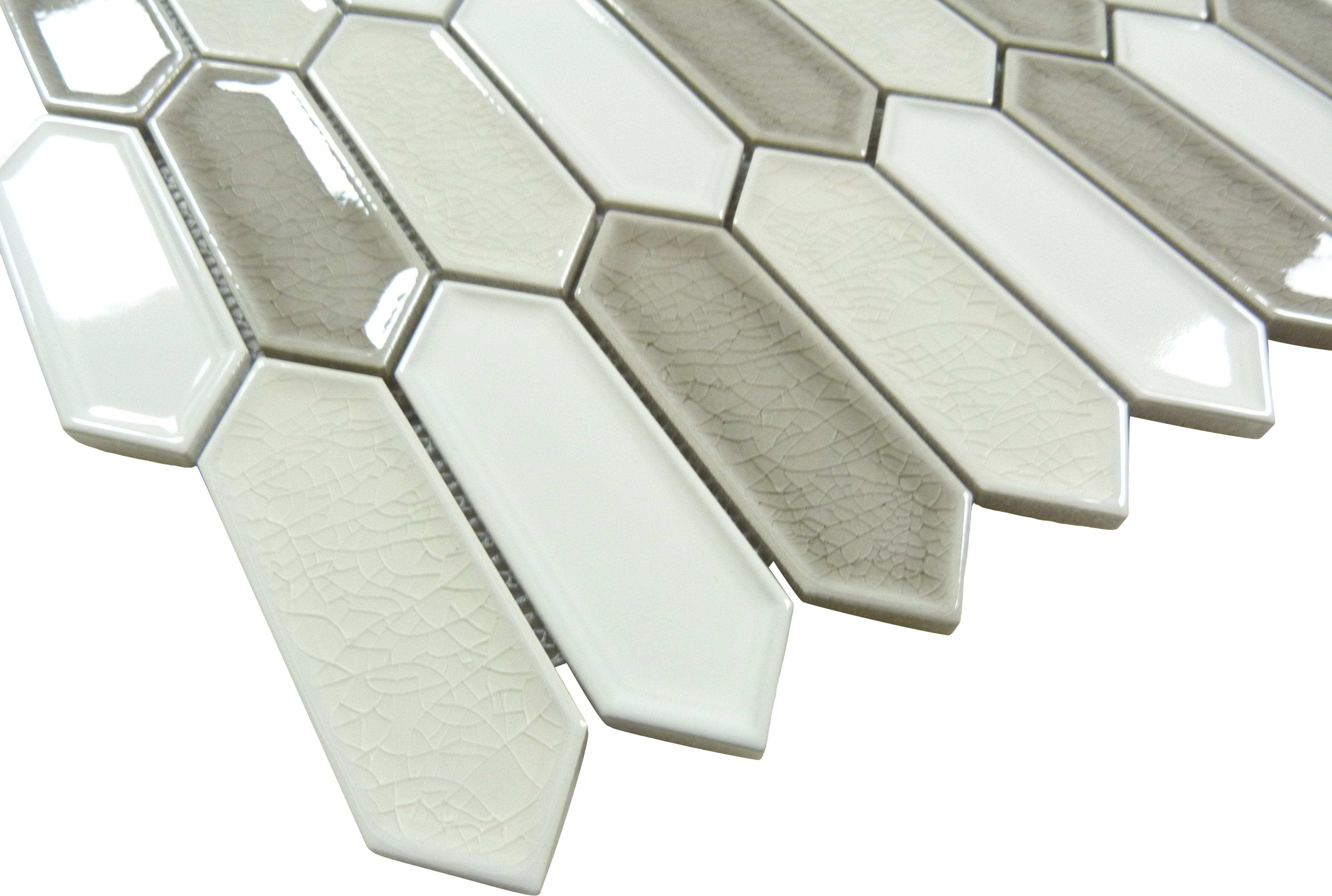 Decko Cezannite Grey Elongated Hexagon Tile Euro Glass