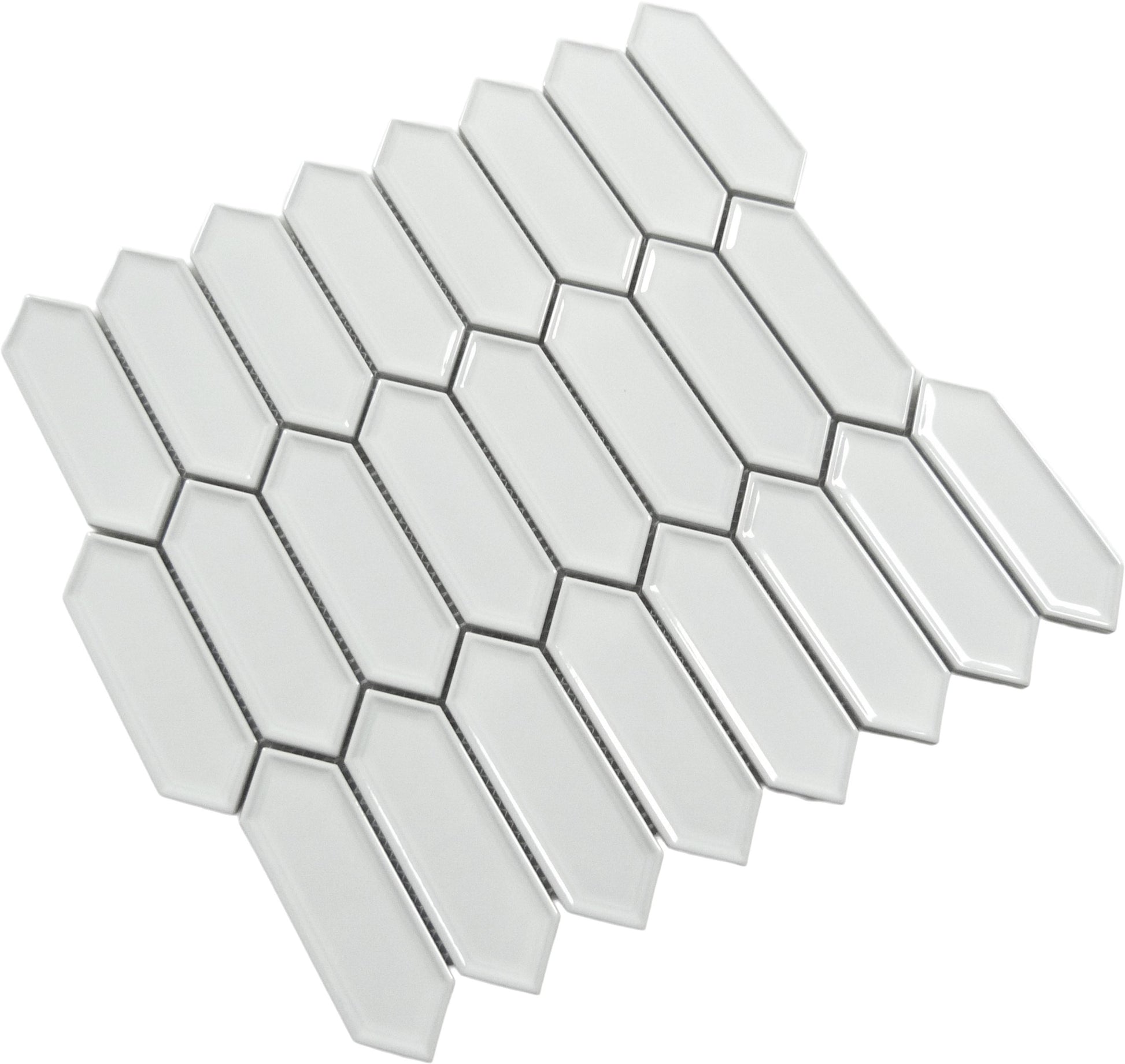 Decko Esprit White Elongated Hexagon Tile Euro Glass