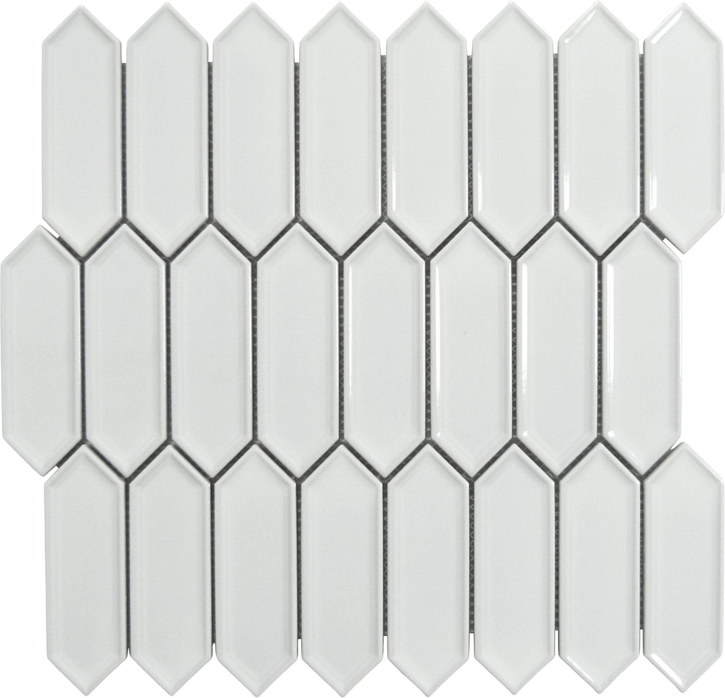 Decko Esprit White Elongated Hexagon Tile Euro Glass