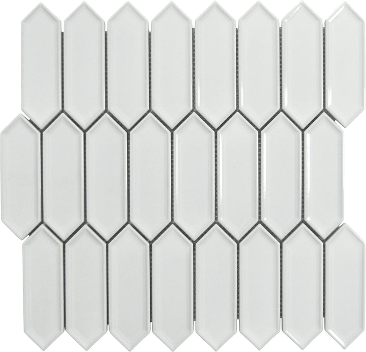 Decko Esprit White Elongated Hexagon Tile Euro Glass
