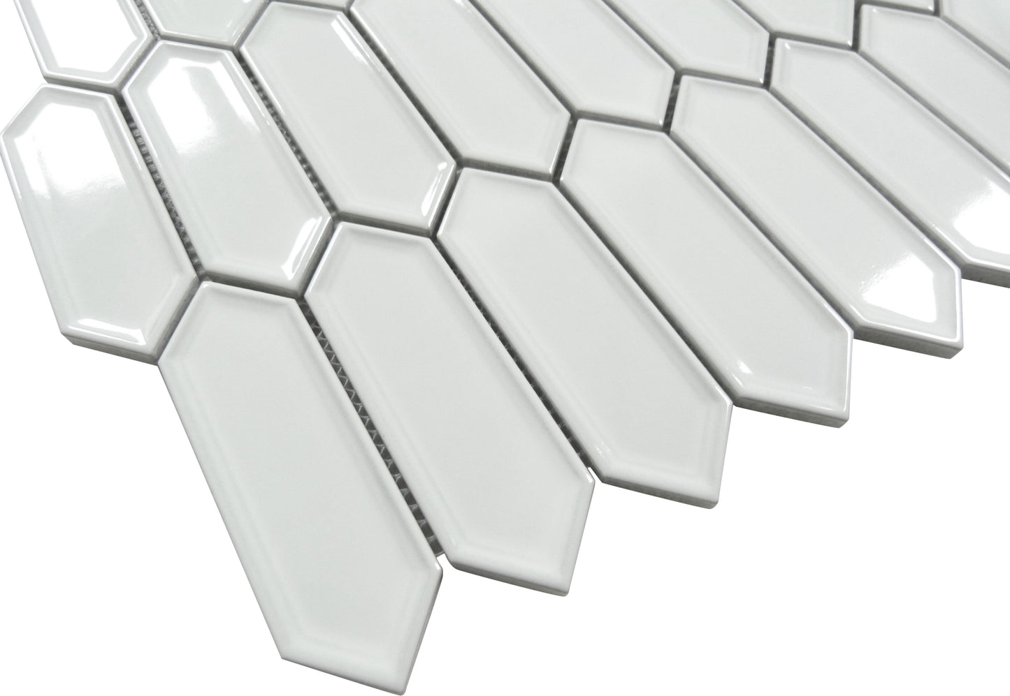 Decko Esprit White Elongated Hexagon Tile Euro Glass