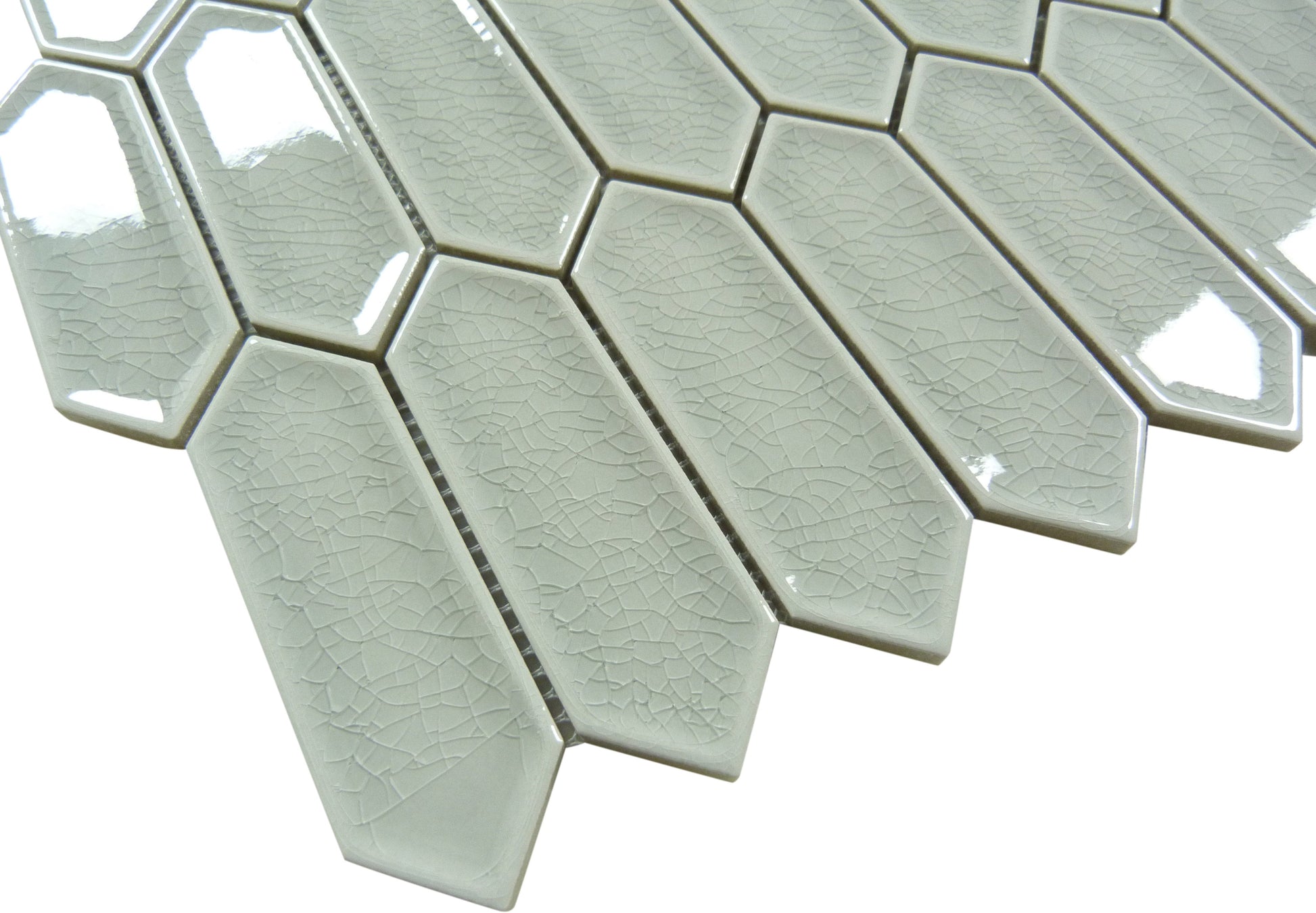 Decko Fresh Haus Grey Elongated Hexagon Tile Euro Glass