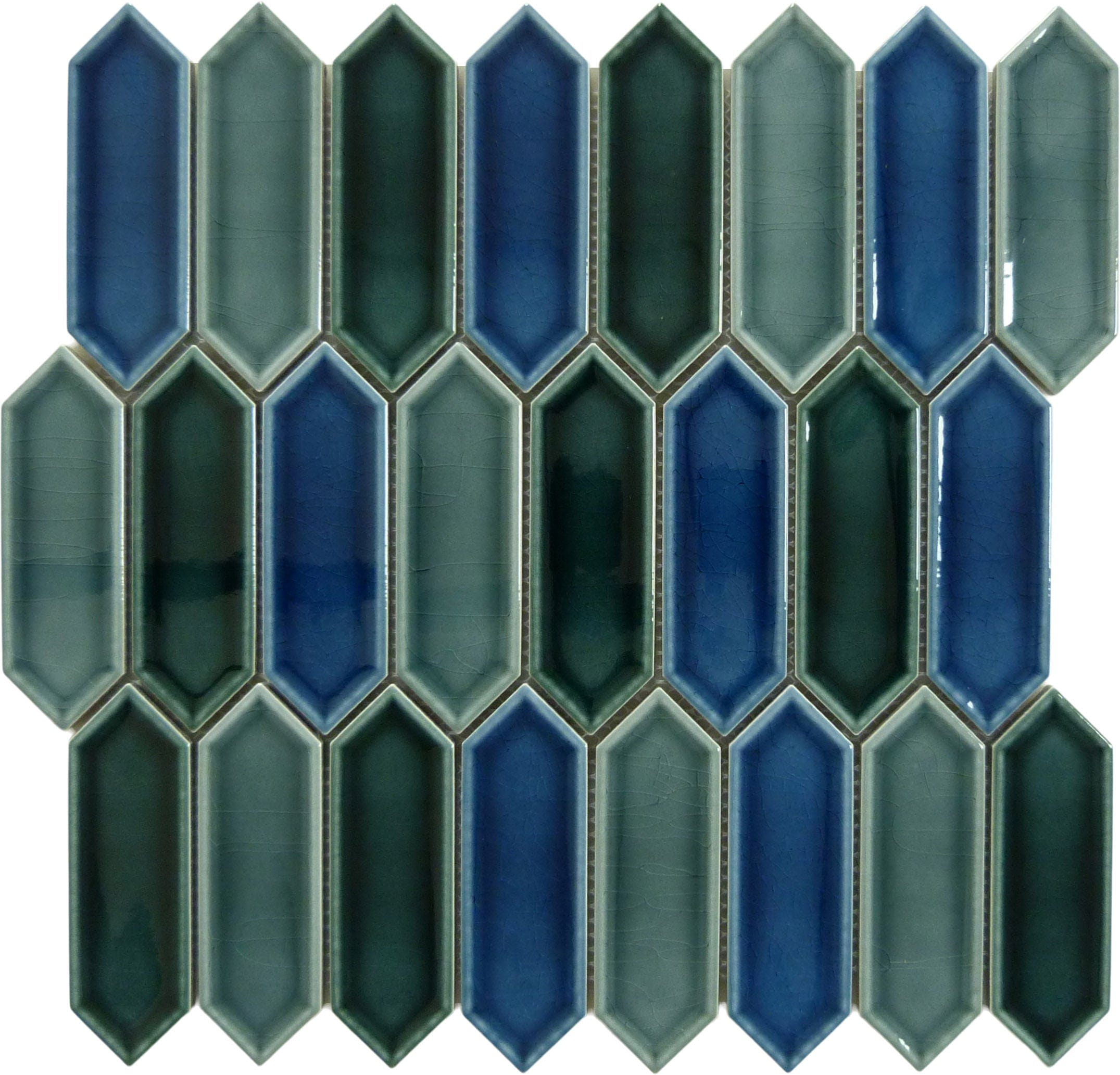 Decko Neo Wright Blue Elongated Hexagon Tile Euro Glass