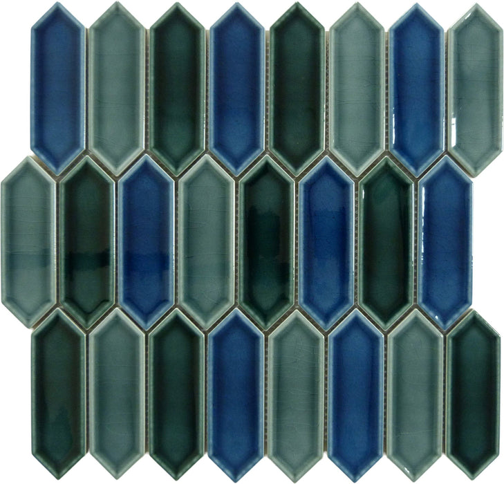 Decko Neo Wright Blue Elongated Hexagon Tile Euro Glass