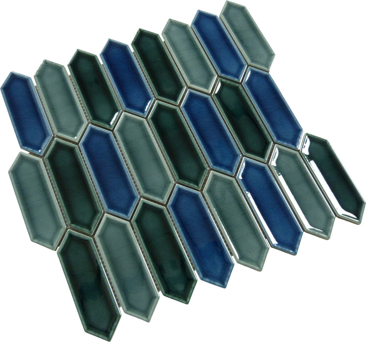 Decko Neo Wright Blue Elongated Hexagon Tile Euro Glass
