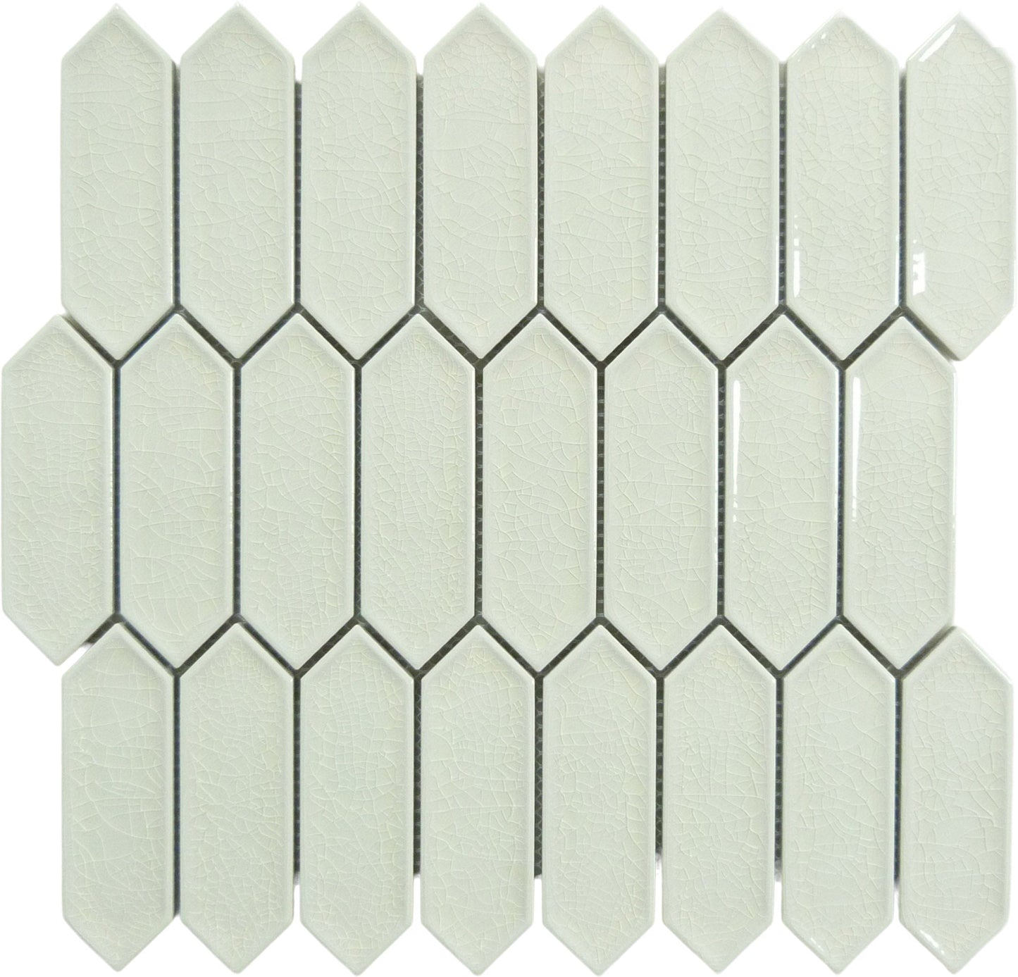 Decko Streamline White Elongated Hexagon Tile Euro Glass