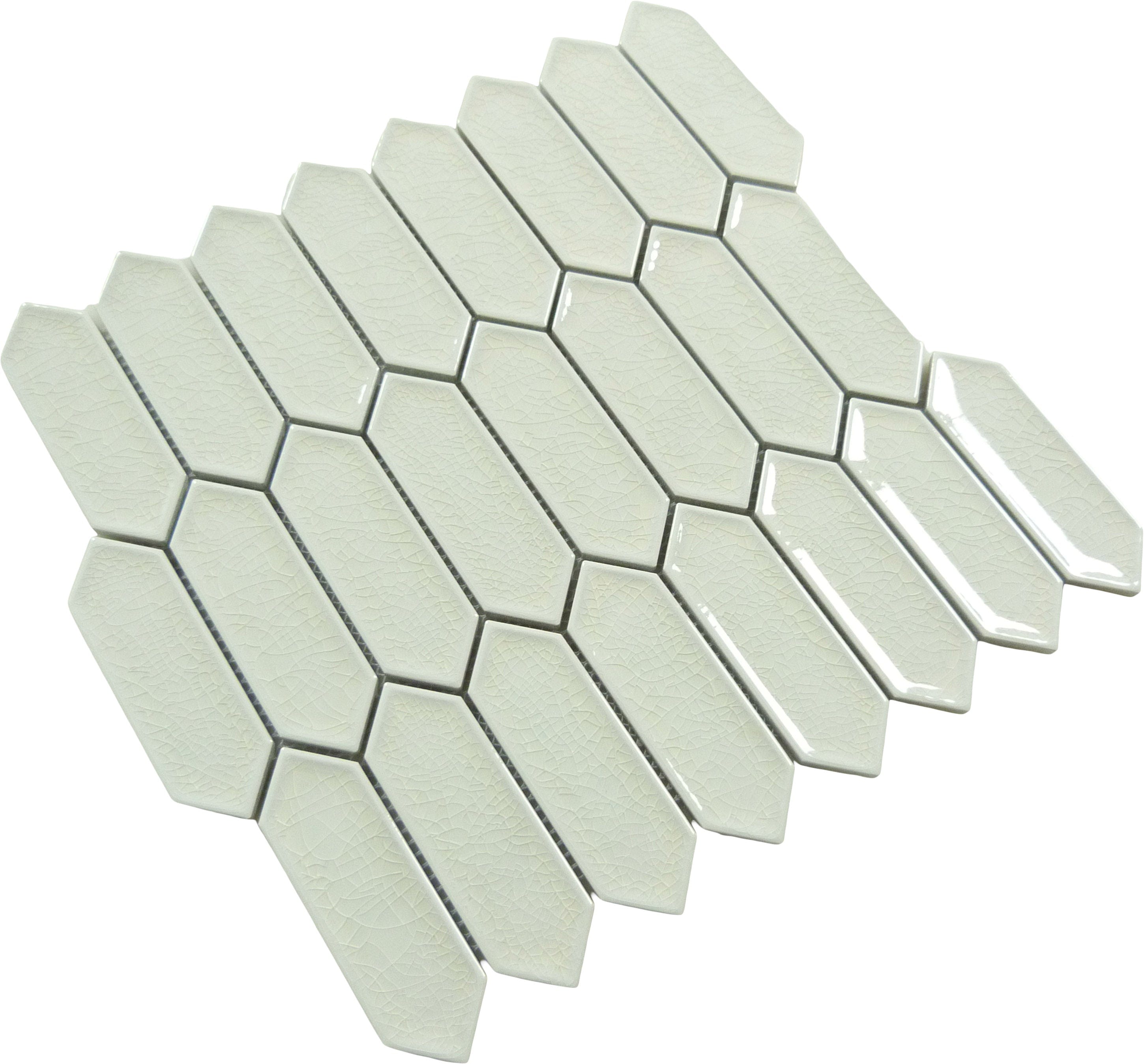 Decko Streamline White Elongated Hexagon Tile Euro Glass