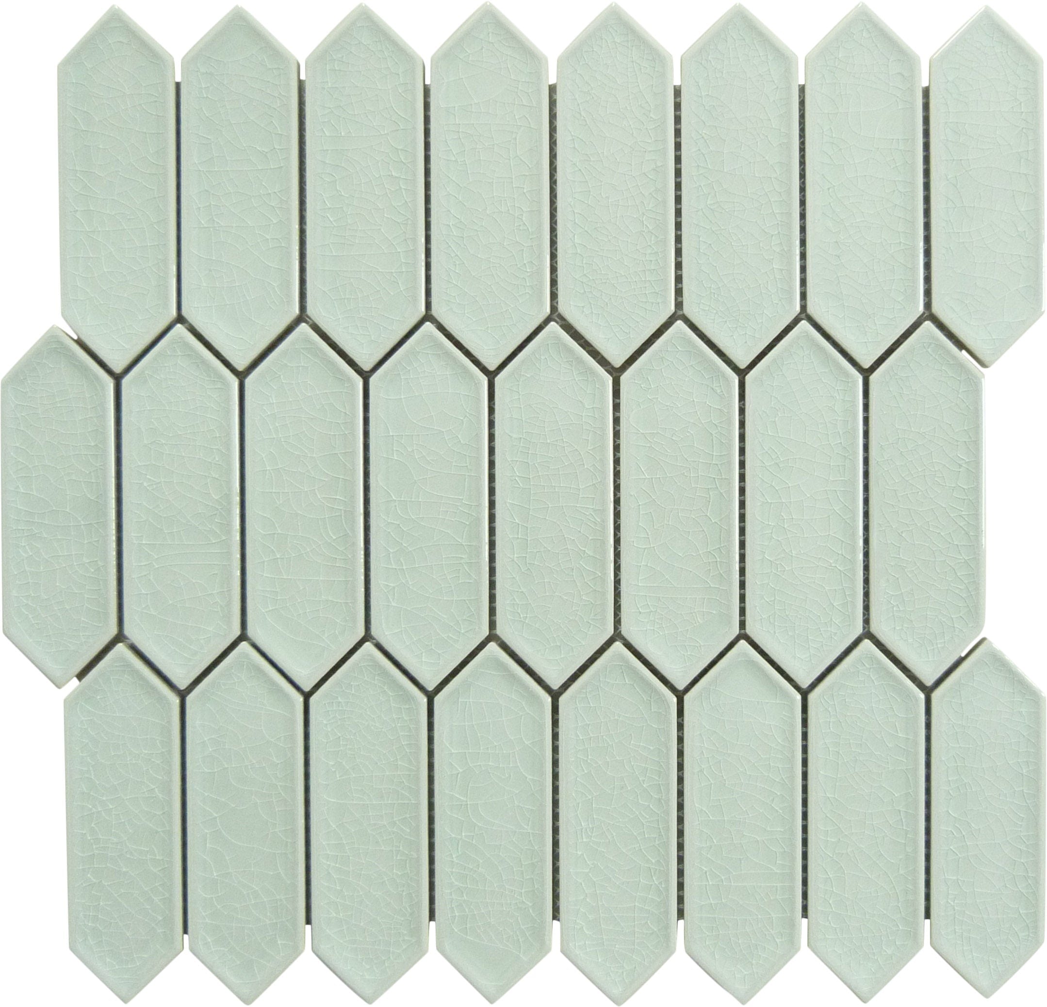 Decko Sweet Erte Green Elongated Hexagon Tile Euro Glass