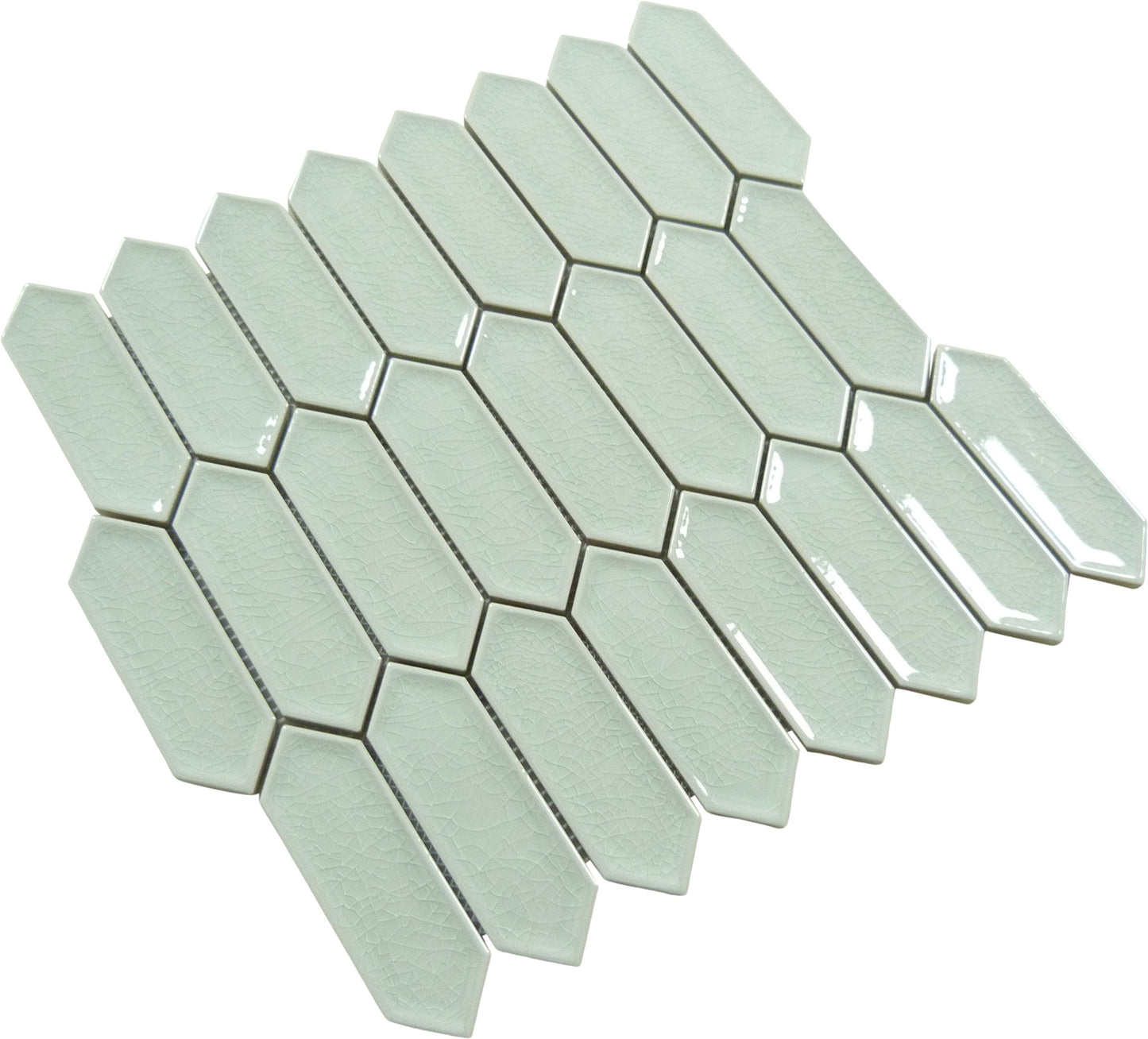 Decko Sweet Erte Green Elongated Hexagon Tile Euro Glass