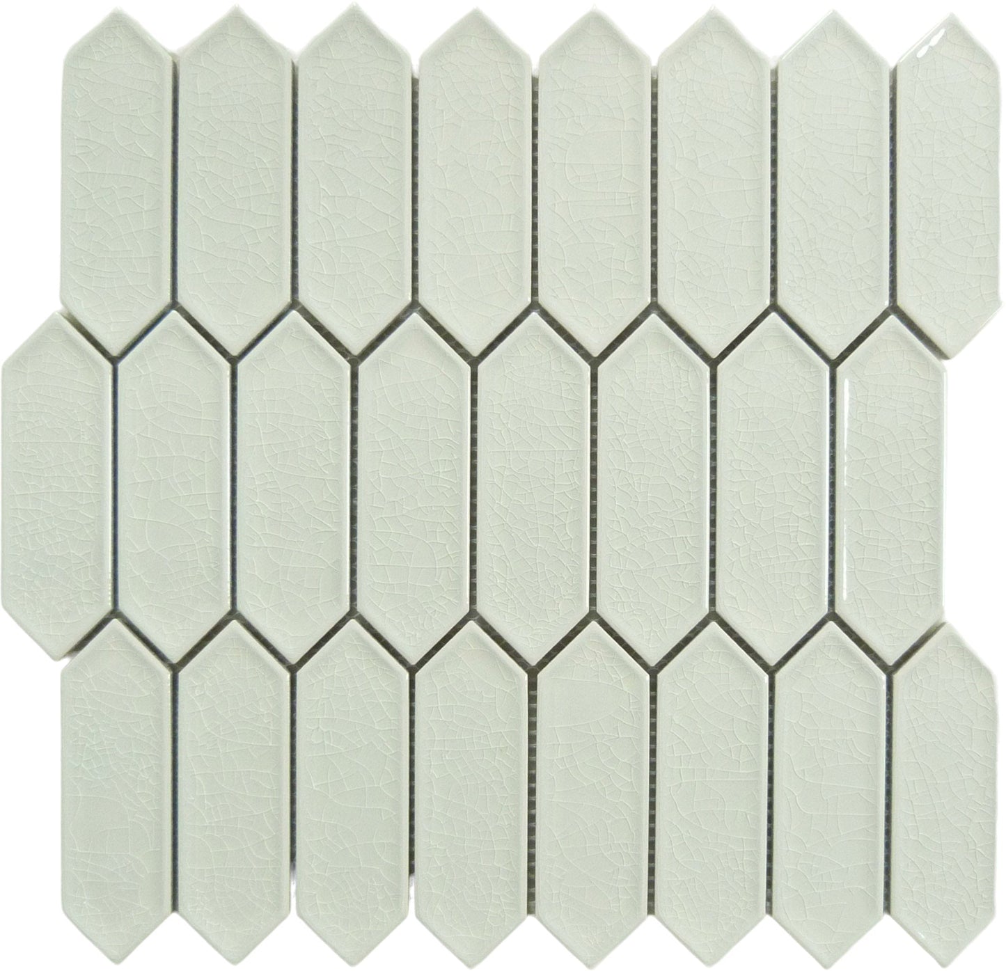 Decko Wisp Nouveau White Elongated Hexagon Tile Euro Glass