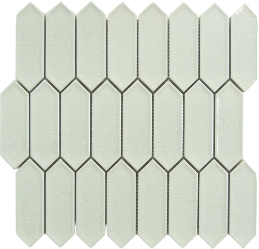 Decko Wisp Nouveau White Elongated Hexagon Tile Euro Glass