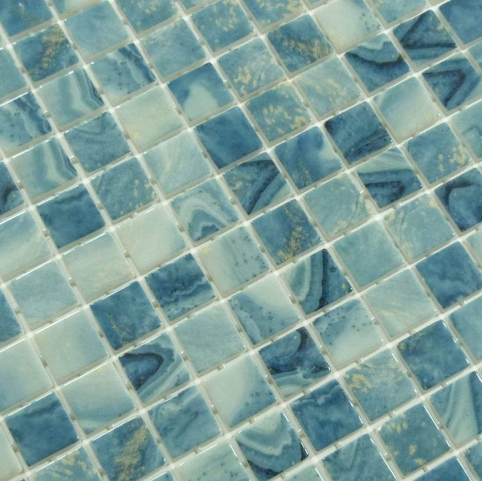 Del Spa Barrier Reef Green 1" x 1" Glossy Glass Pool Tile Euro Glass
