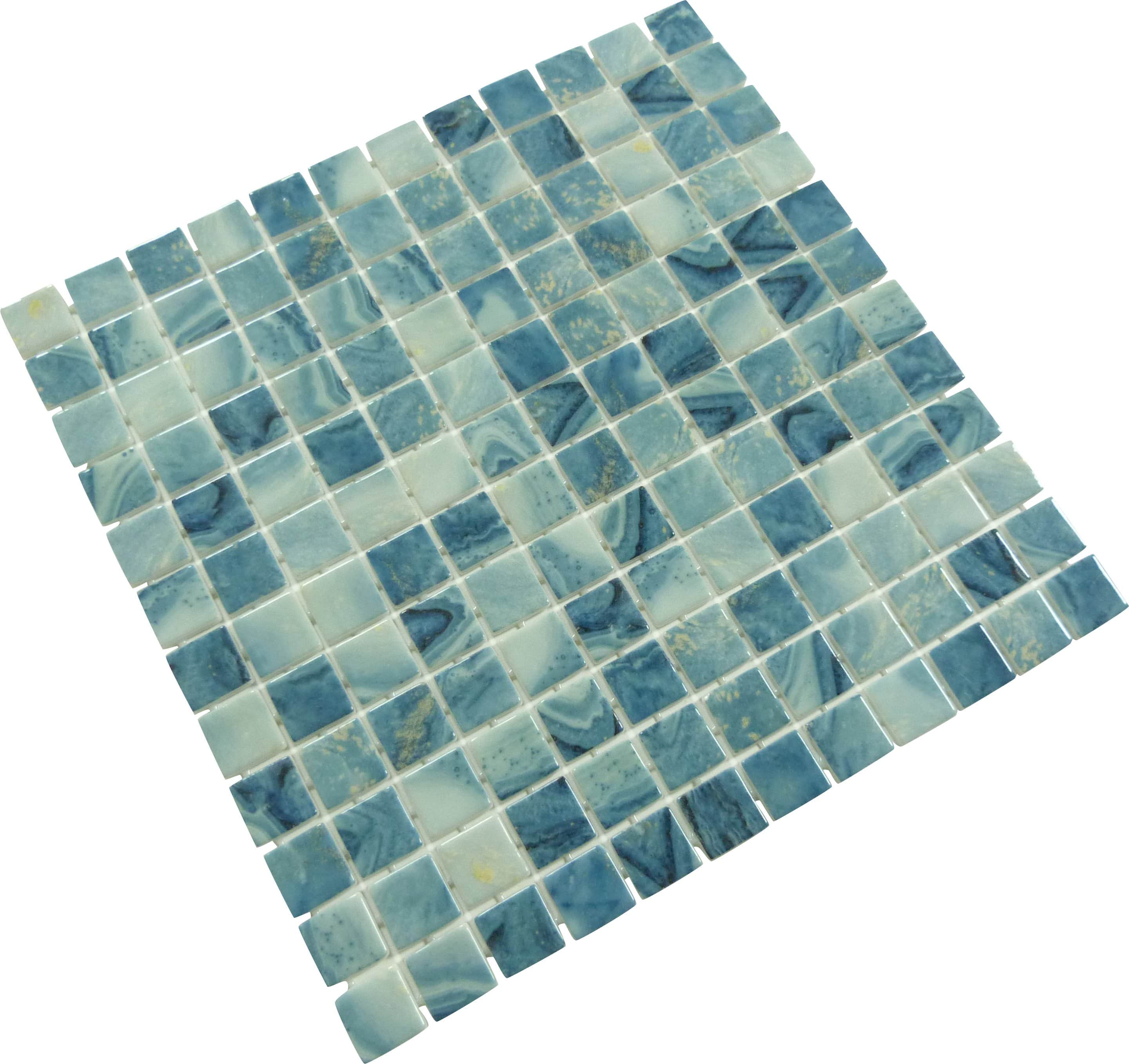 Del Spa Barrier Reef Green 1" x 1" Glossy Glass Pool Tile Euro Glass