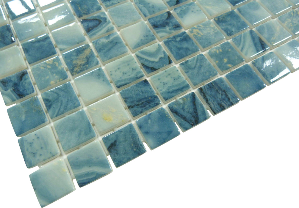 Del Spa Barrier Reef Green 1" x 1" Glossy Glass Pool Tile Euro Glass