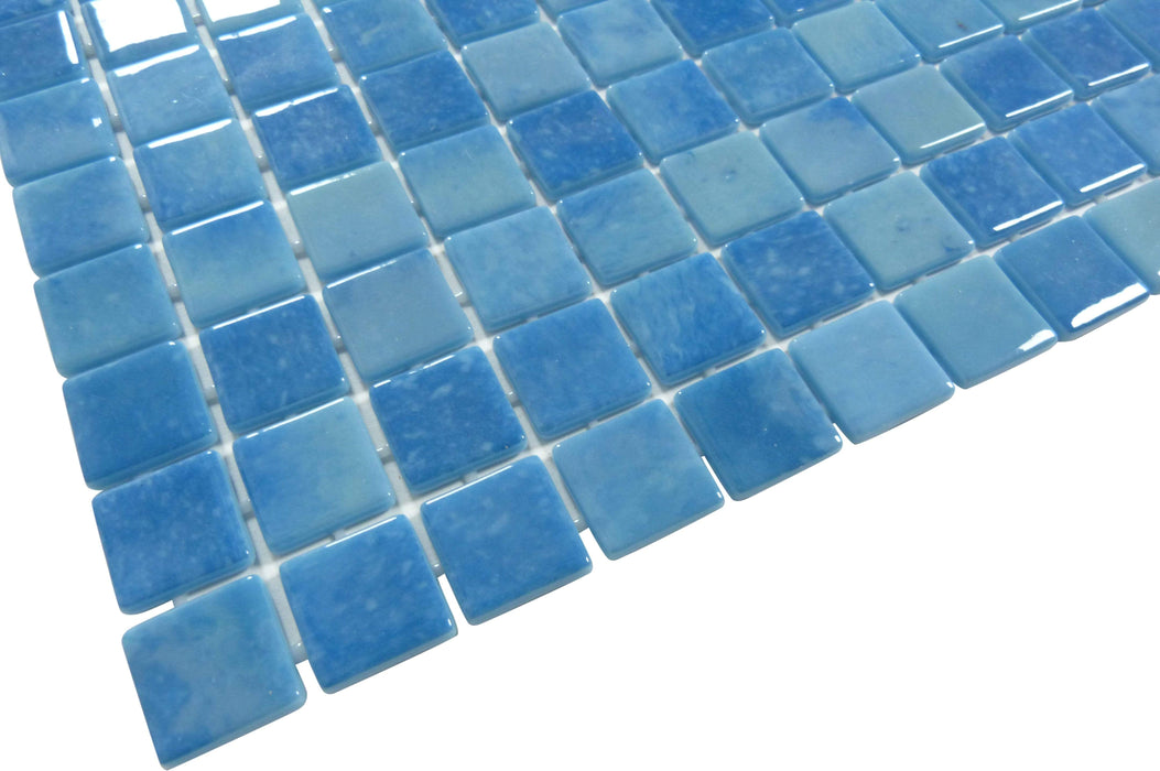 Del Spa Blue Cove 1" x 1" Glossy Glass Pool Tile Euro Glass