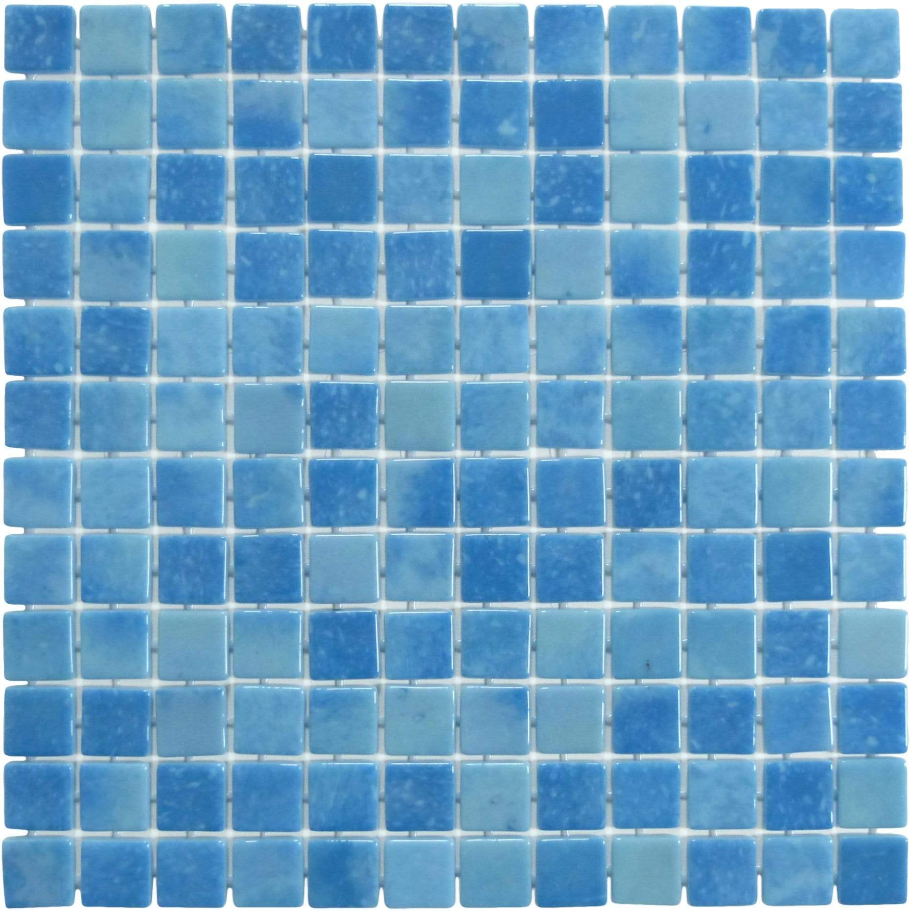 Del Spa Blue Cove 1" x 1" Glossy Glass Pool Tile Euro Glass