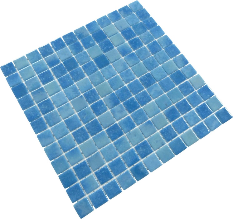 Del Spa Blue Cove 1" x 1" Glossy Glass Pool Tile Euro Glass