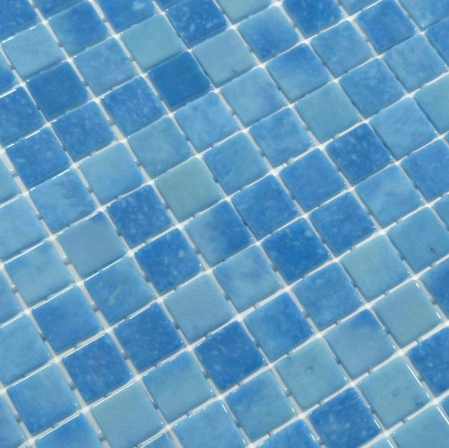 Del Spa Blue Cove 1" x 1" Glossy Glass Pool Tile Euro Glass