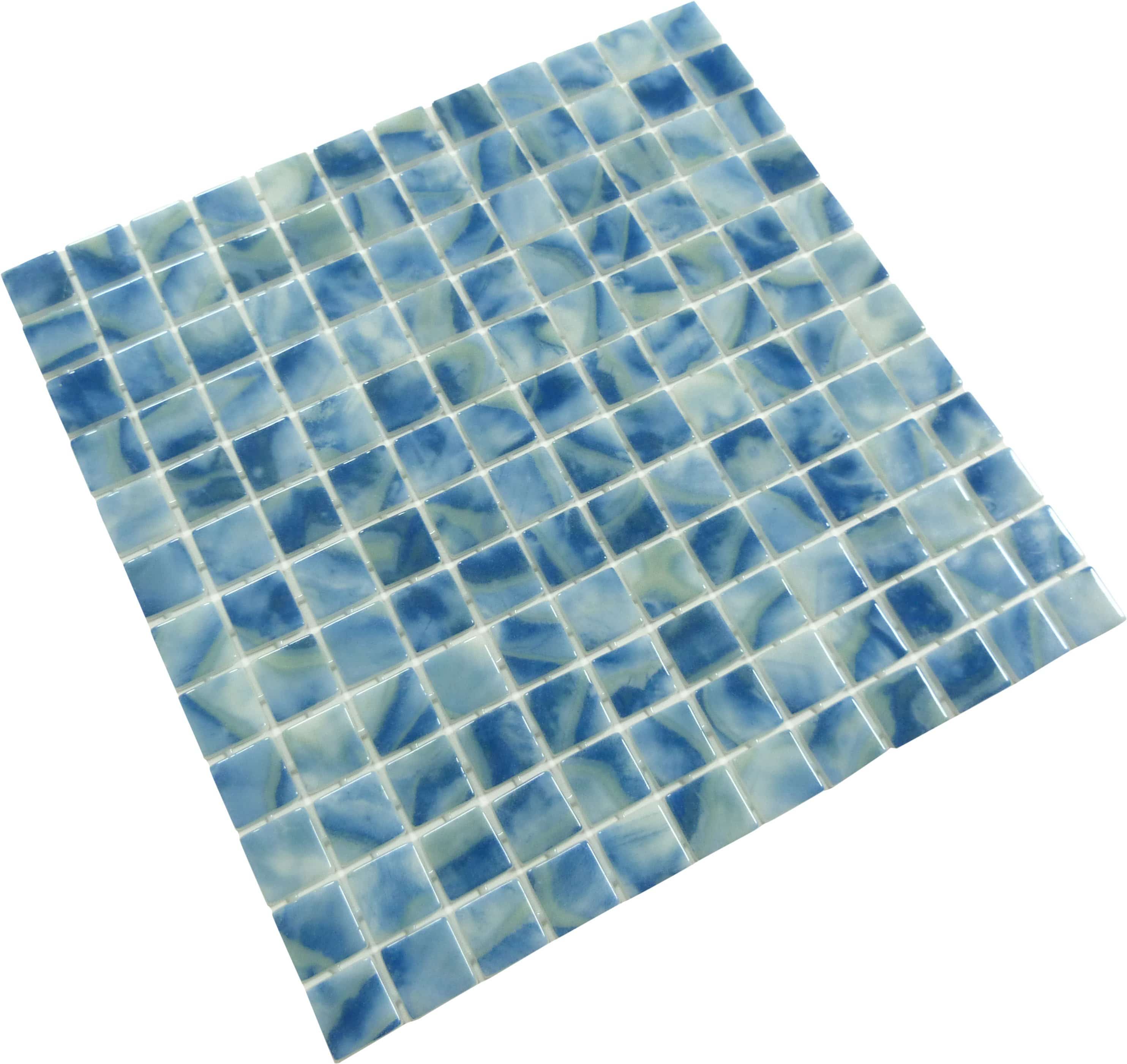 Del Spa Club Med Blue 1" x 1" Glossy Glass Pool Tile Euro Glass