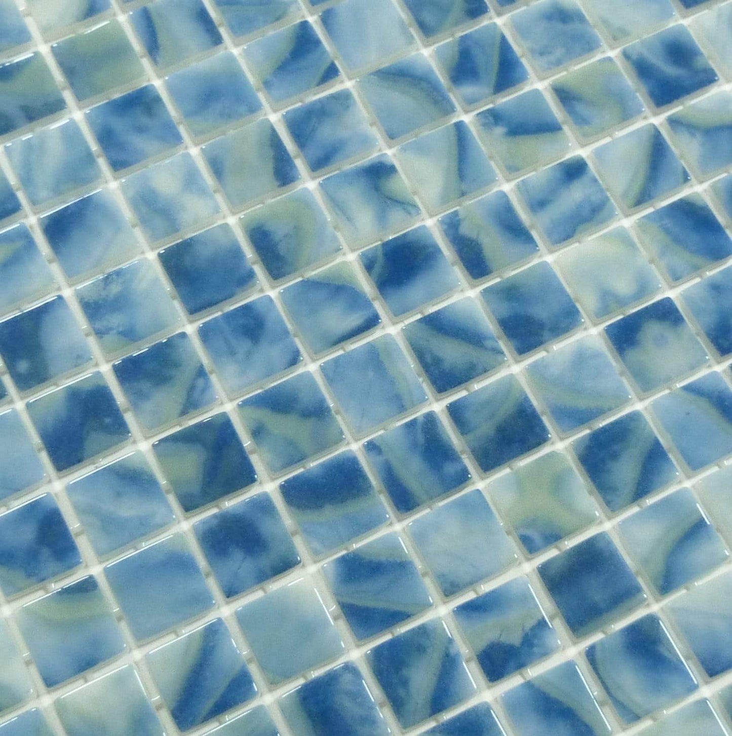 Del Spa Club Med Blue 1" x 1" Glossy Glass Pool Tile Euro Glass