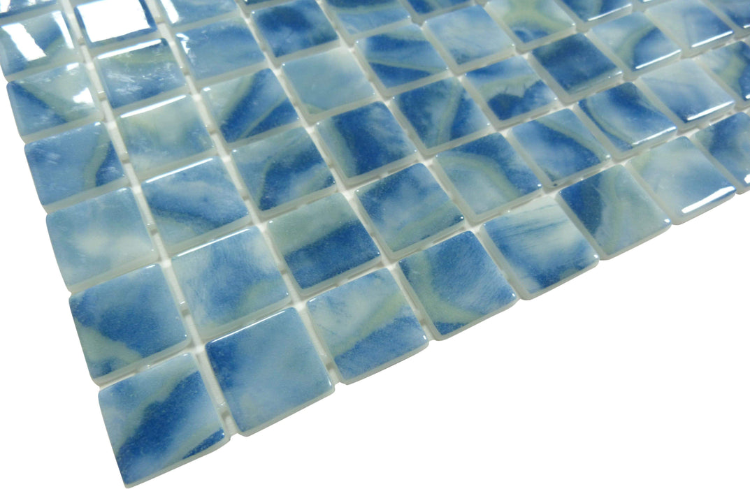 Del Spa Club Med Blue 1" x 1" Glossy Glass Pool Tile Euro Glass