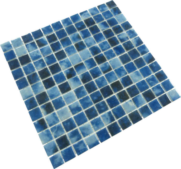 Del Spa Mariana Trench Blue 1" x 1" Glossy Glass Pool Tile Euro Glass