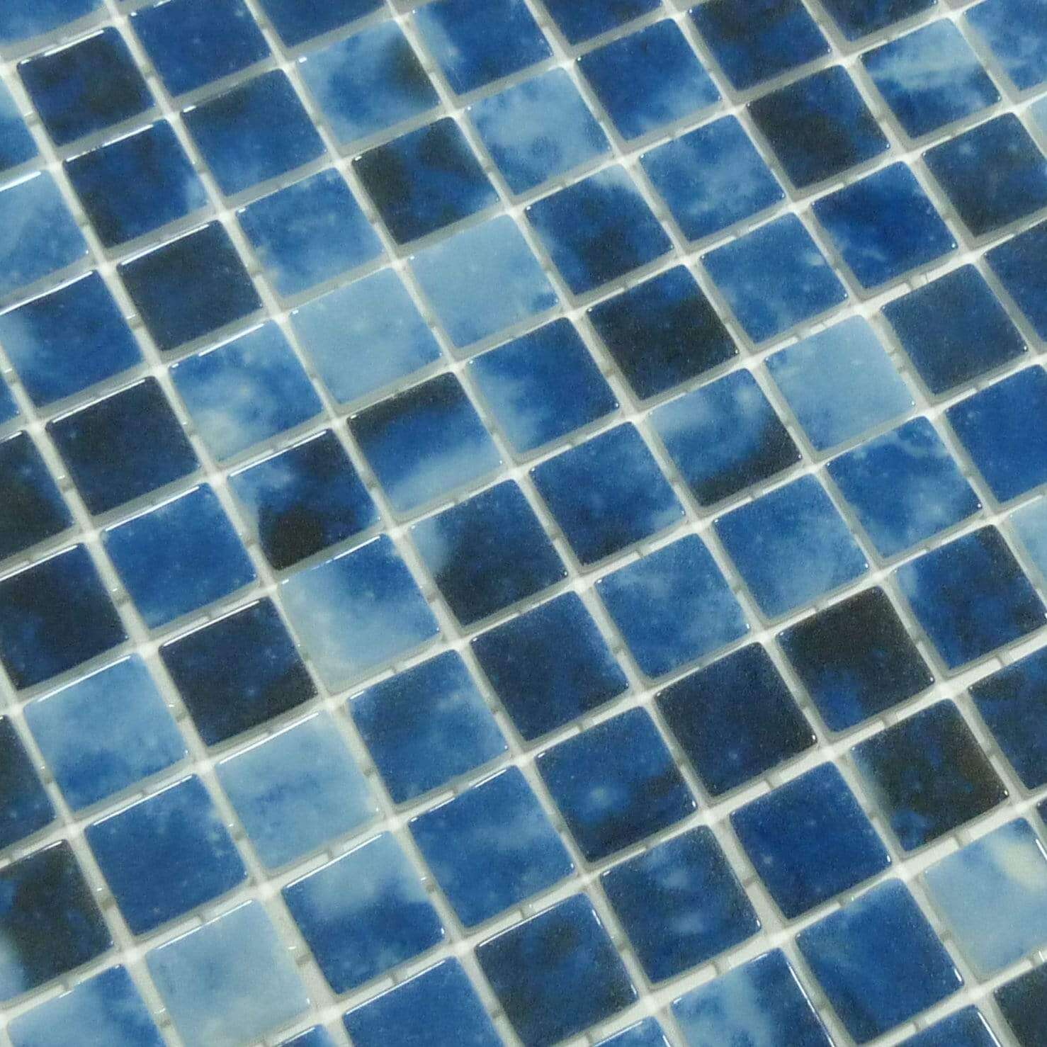 Del Spa Mariana Trench Blue 1" x 1" Glossy Glass Pool Tile Euro Glass