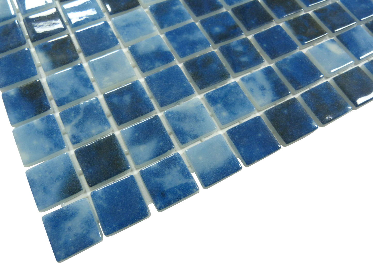 Del Spa Mariana Trench Blue 1" x 1" Glossy Glass Pool Tile Euro Glass