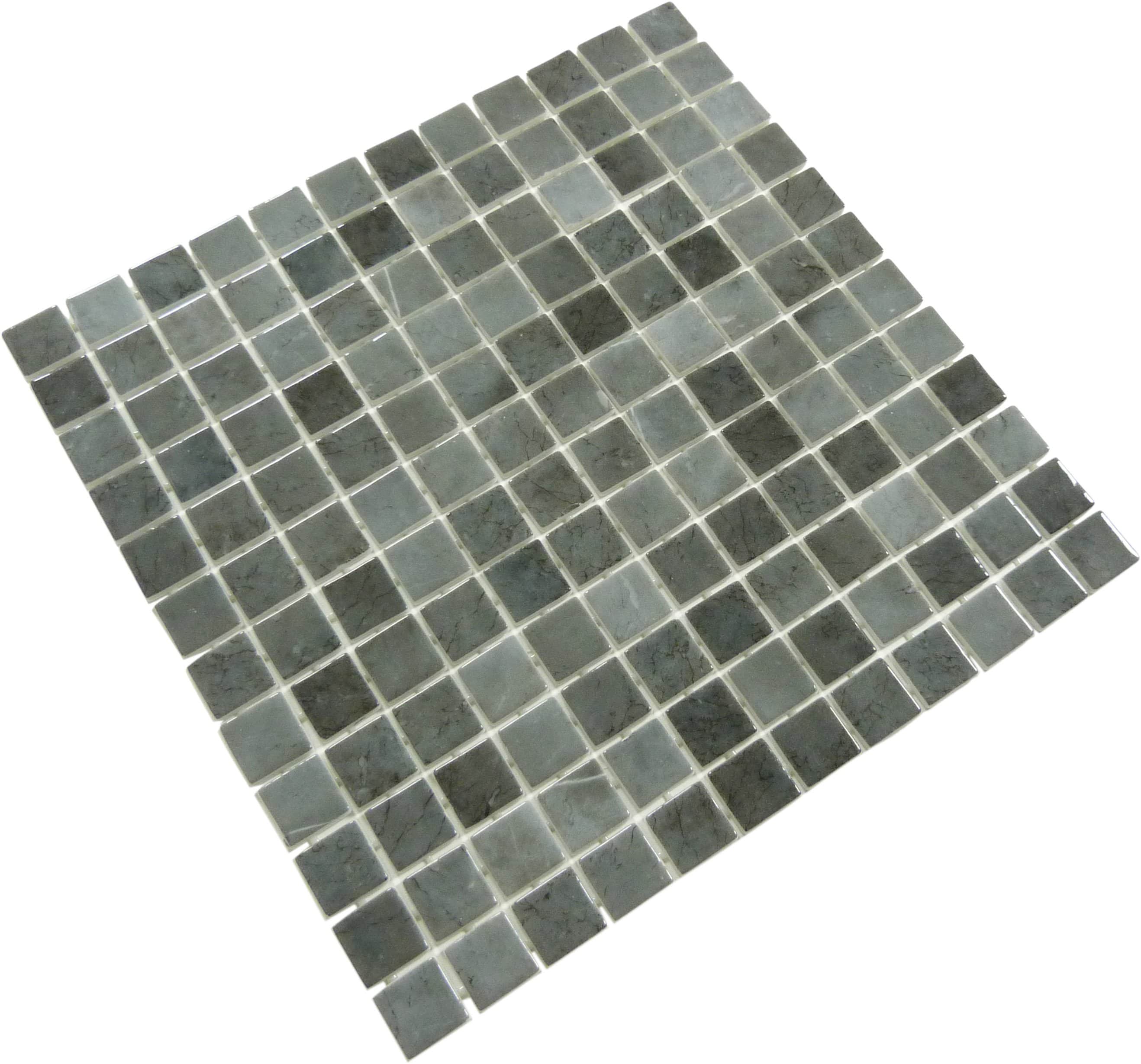 Del Spa Tropical Cavern Black 1" x 1" Glossy Glass Pool Tile Euro Glass