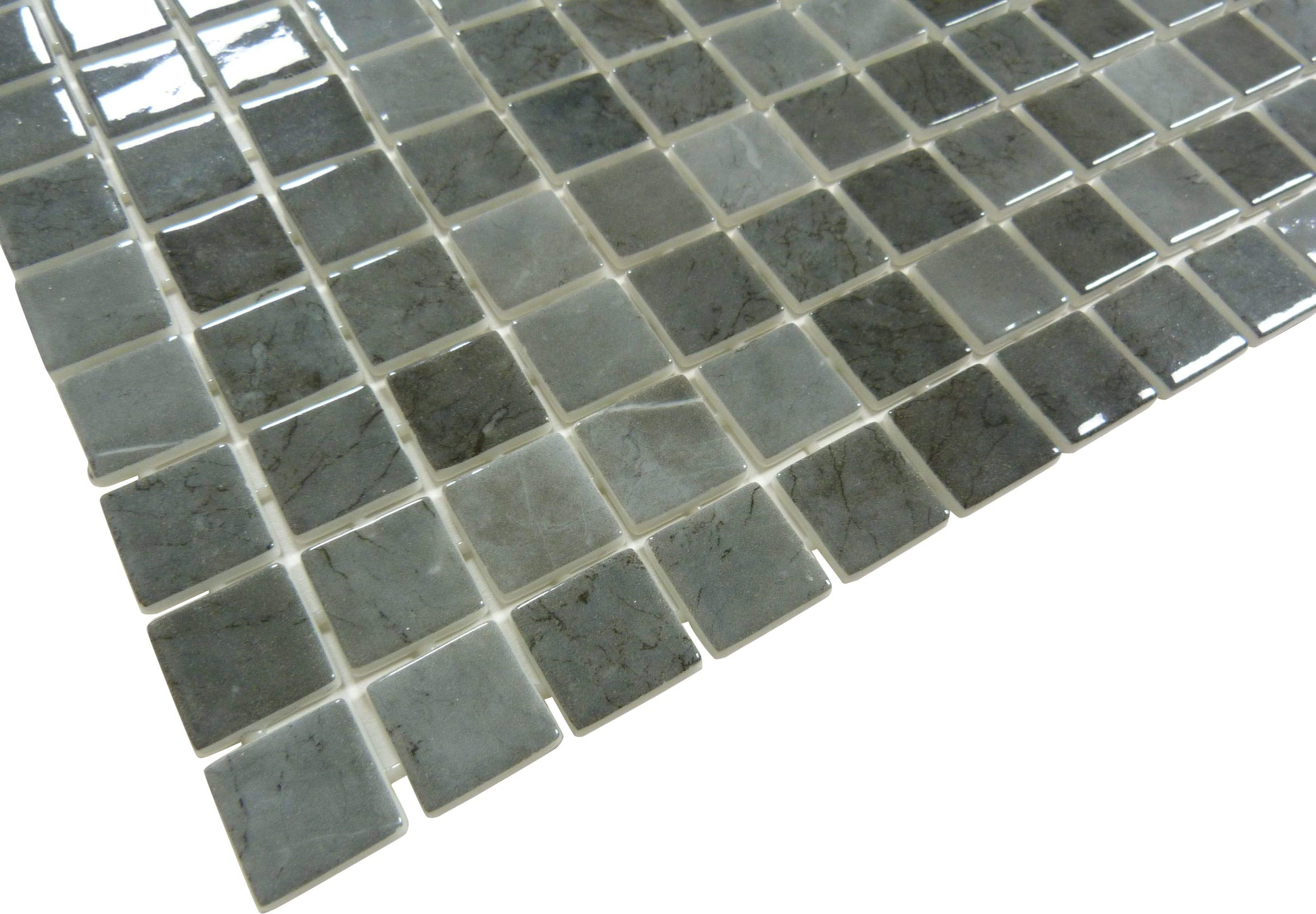 Del Spa Tropical Cavern Black 1" x 1" Glossy Glass Pool Tile Euro Glass