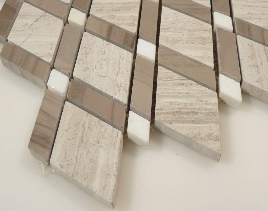 Wooden White & Athen Gray DS-55 Grey Diamond Stone Polished Tile Euro Glass