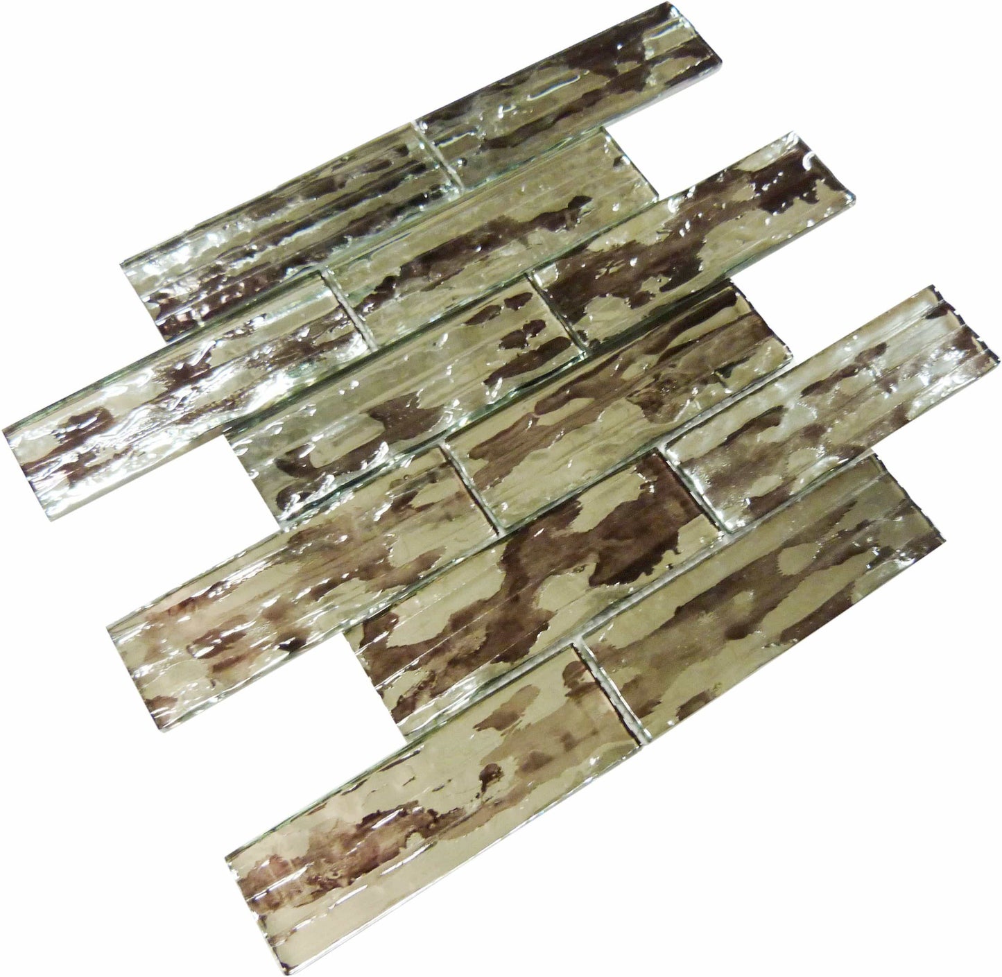 Droplettes Fog Shadow Brown 2" x 6" Rippled Glossy Glass Tile Euro Glass