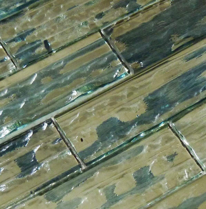 Droplettes Prussian Ice Blue 2" x 6" Rippled Glossy Glass Tile Euro Glass