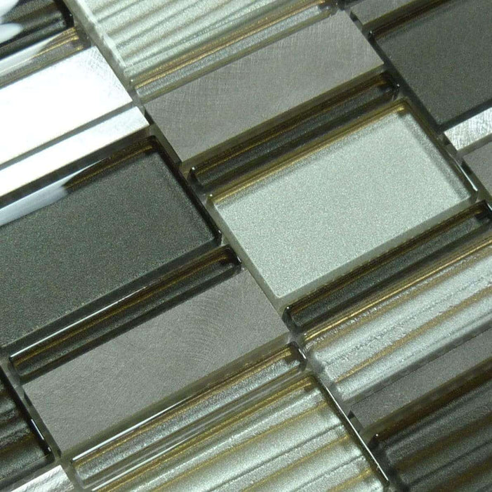 Dusky Scenery Grey Glass & Metal Tile Euro Glass