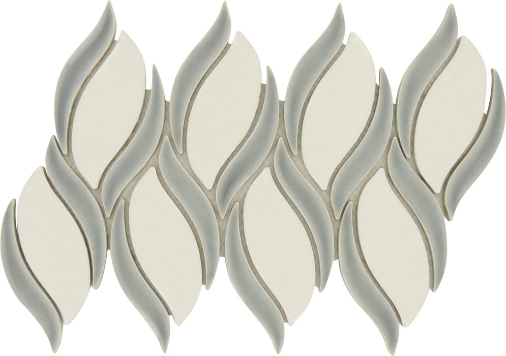 Eifel Grey Leaf Glossy Porcelain Tile Euro Glass