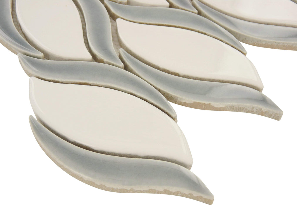 Eifel Grey Leaf Glossy Porcelain Tile Euro Glass