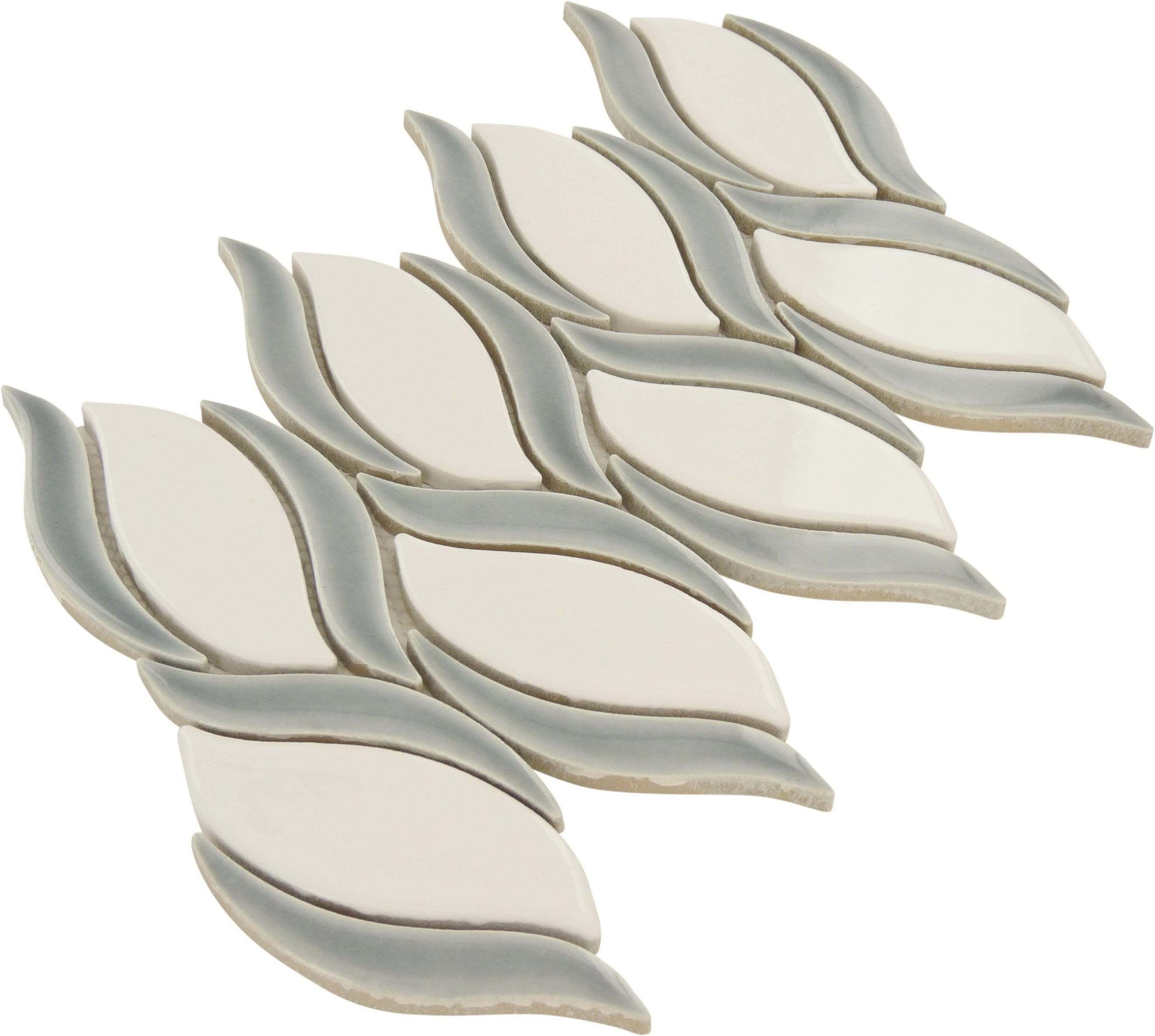 Eifel Grey Leaf Glossy Porcelain Tile Euro Glass