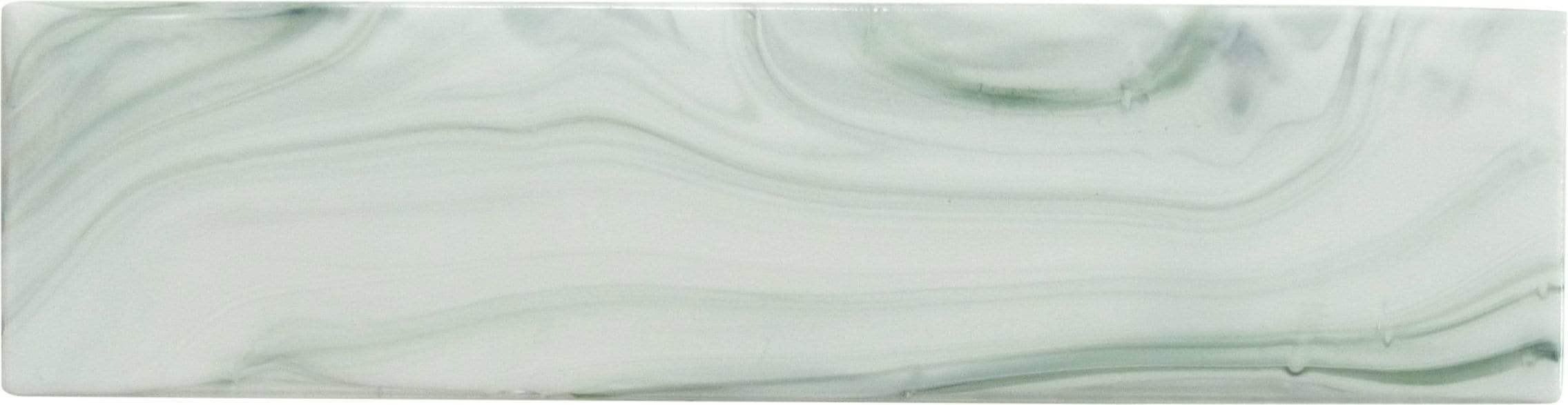 Elegant Swirl Deepsea Current Green 3" x 12" Glossy Glass Subway Pool Tile Euro Glass