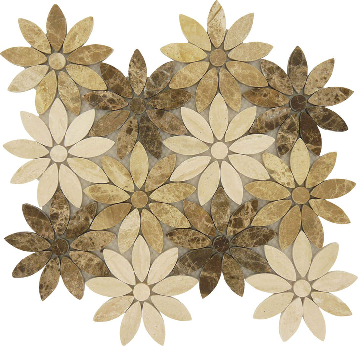 Chestnut Blossoms Polished Stone Tile Euro Glass