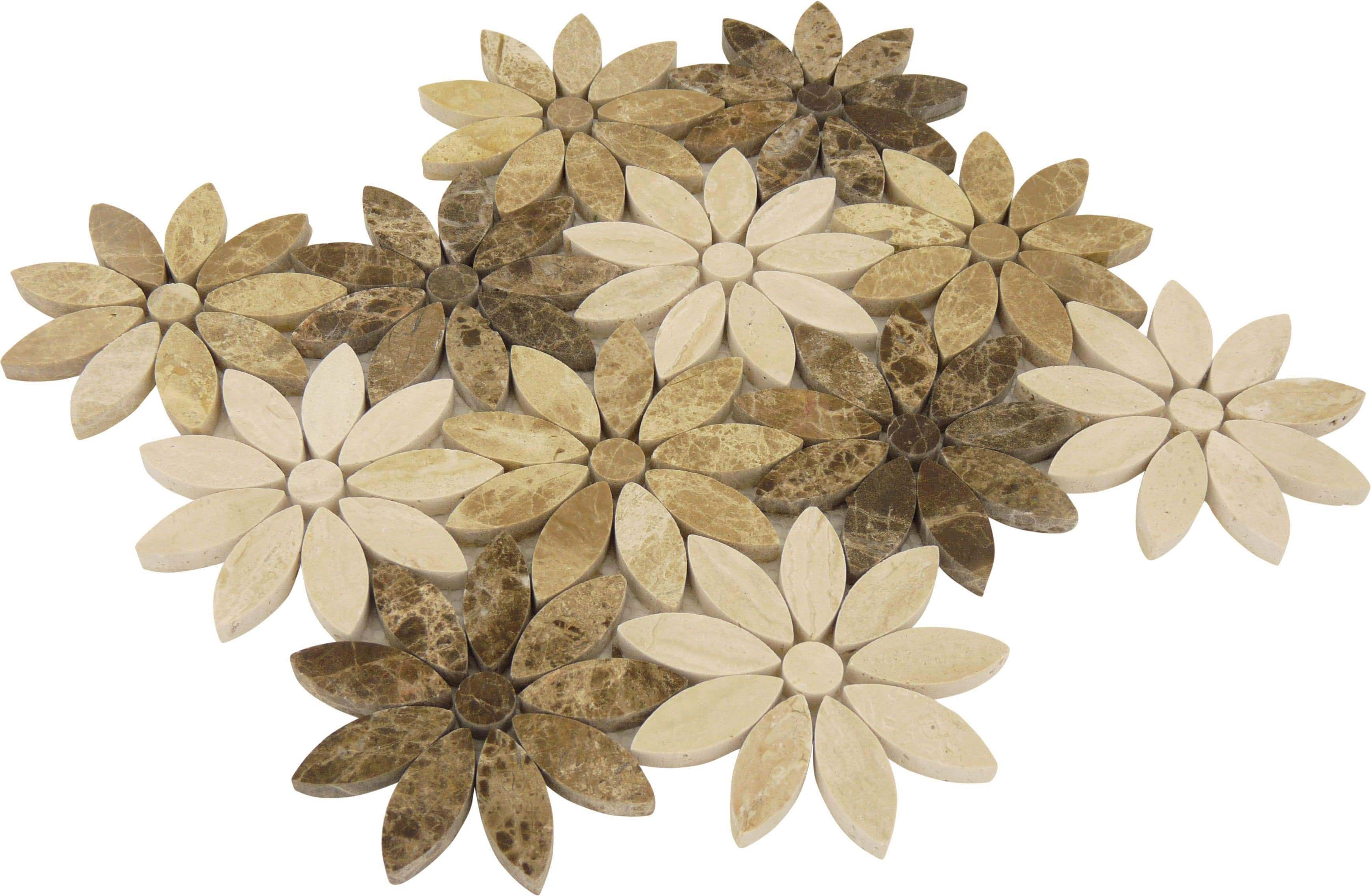 Chestnut Blossoms Polished Stone Tile Euro Glass