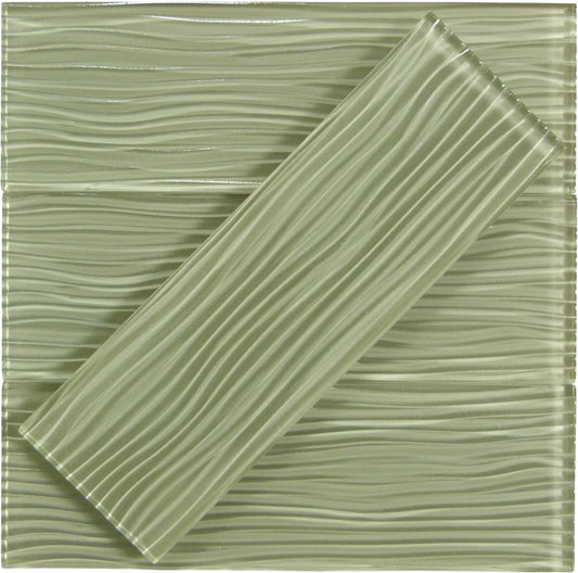 Fog Beige Wave 4'' x 12'' Glossy Glass Subway Tile Euro Glass