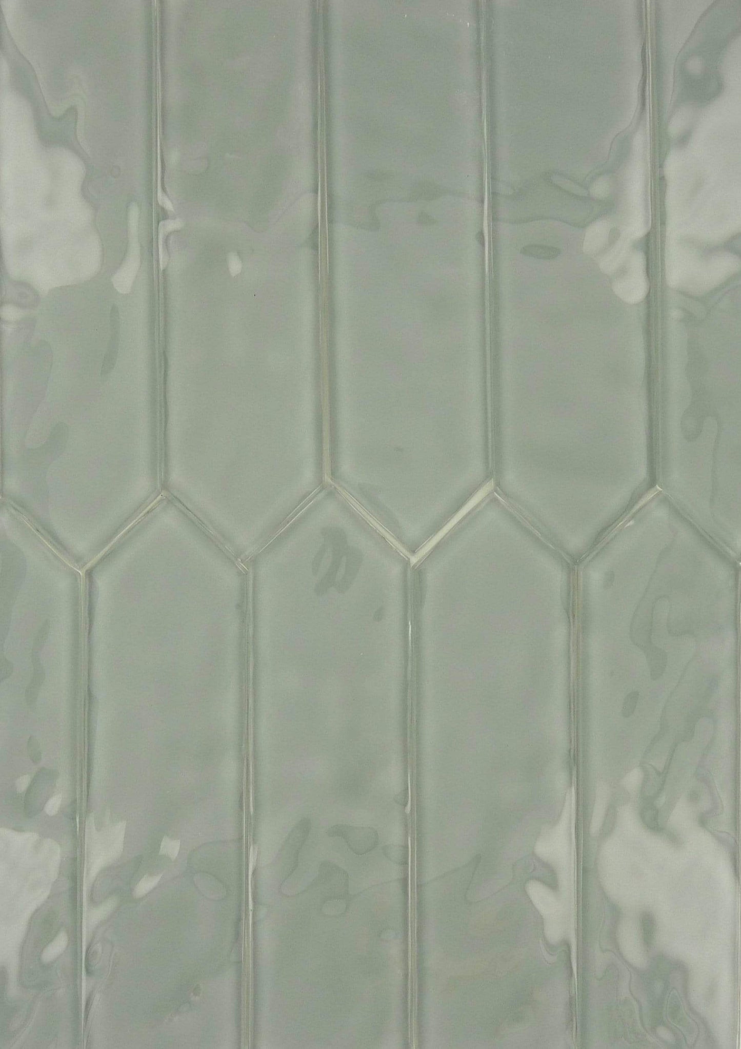 Gainsboro Grey 3" x 10" Elongated Hexagon Rippled Glossy Glass Tile Euro Glass