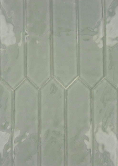 Gainsboro Grey 3" x 10" Elongated Hexagon Rippled Glossy Glass Tile Euro Glass