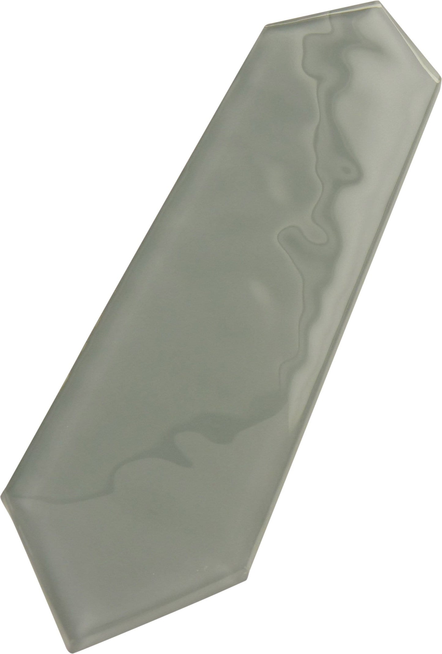 Gainsboro Grey 3" x 10" Elongated Hexagon Rippled Glossy Glass Tile Euro Glass