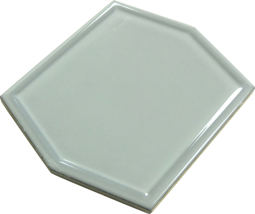 Gallant Corner Grey 5x6 Hexagon Glossy Ceramic Tile Euro Glass