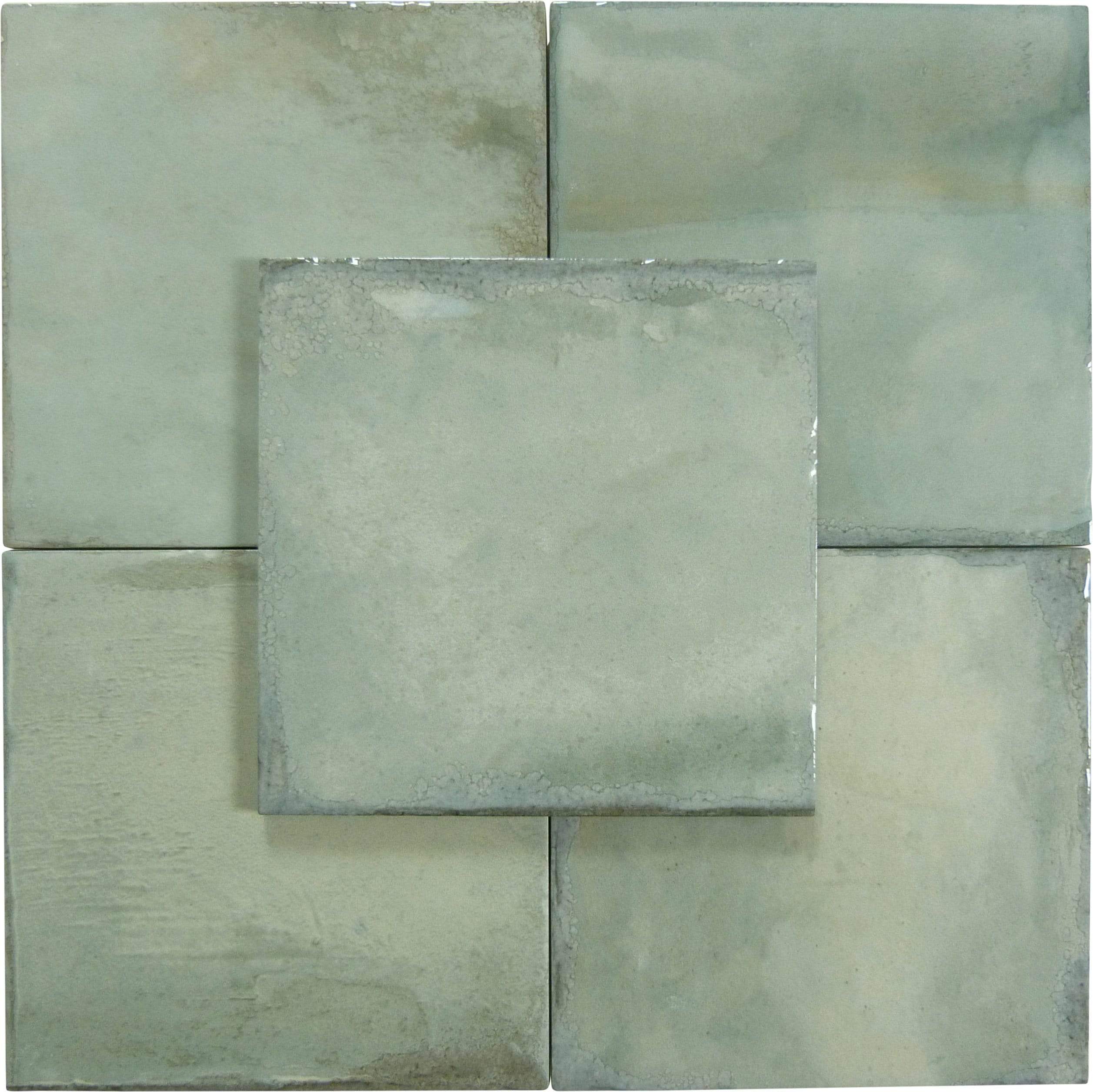 Geometric Calm Eco Green 8" x 8" Multi Finished Porcelain Tile Euro Glass