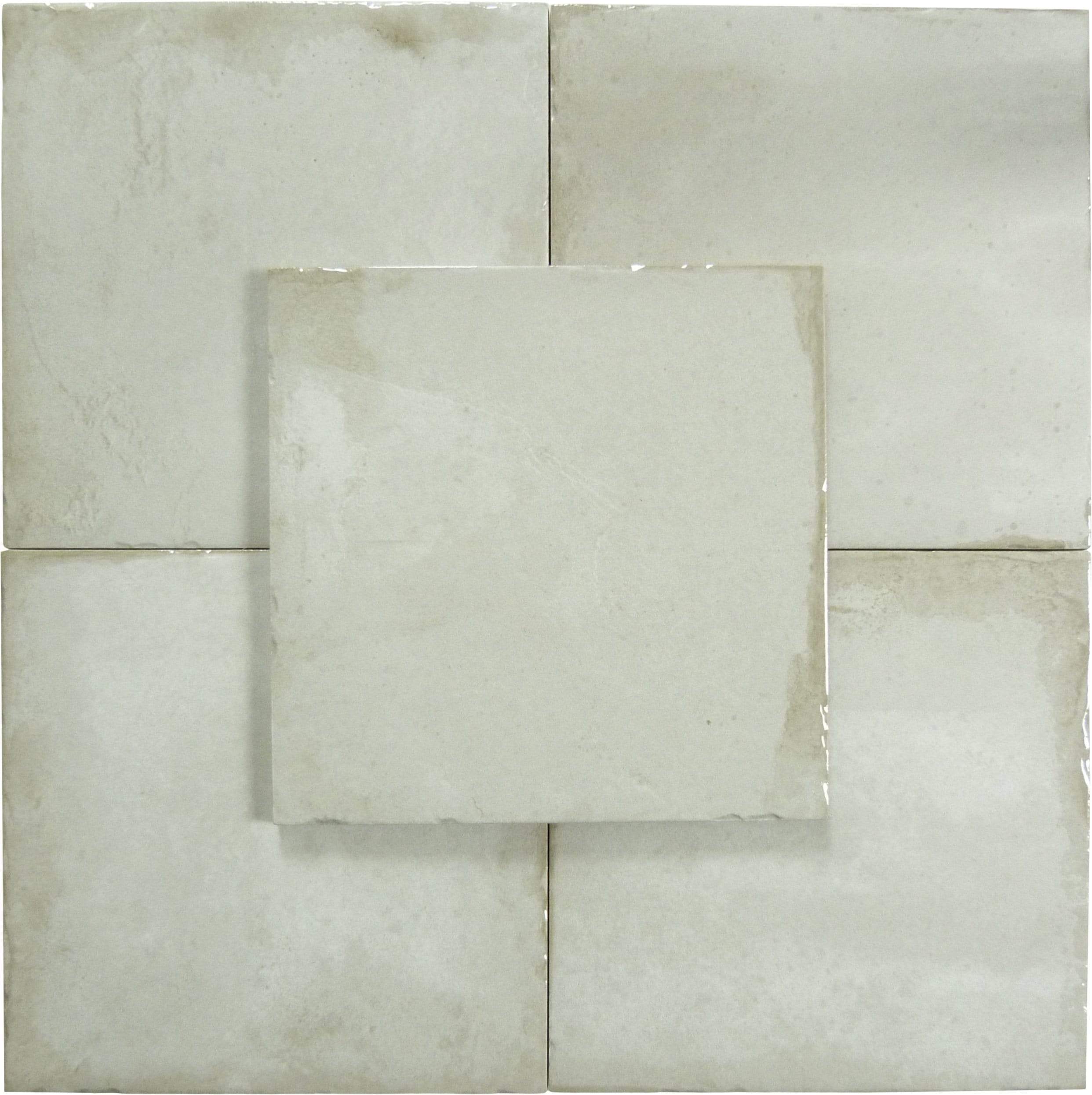 Geometric Calm Nacre White 8" x 8" Multi Finished Porcelain Tile Euro Glass