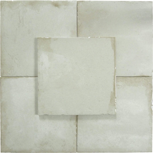 Geometric Calm Nacre White 8" x 8" Multi Finished Porcelain Tile Euro Glass