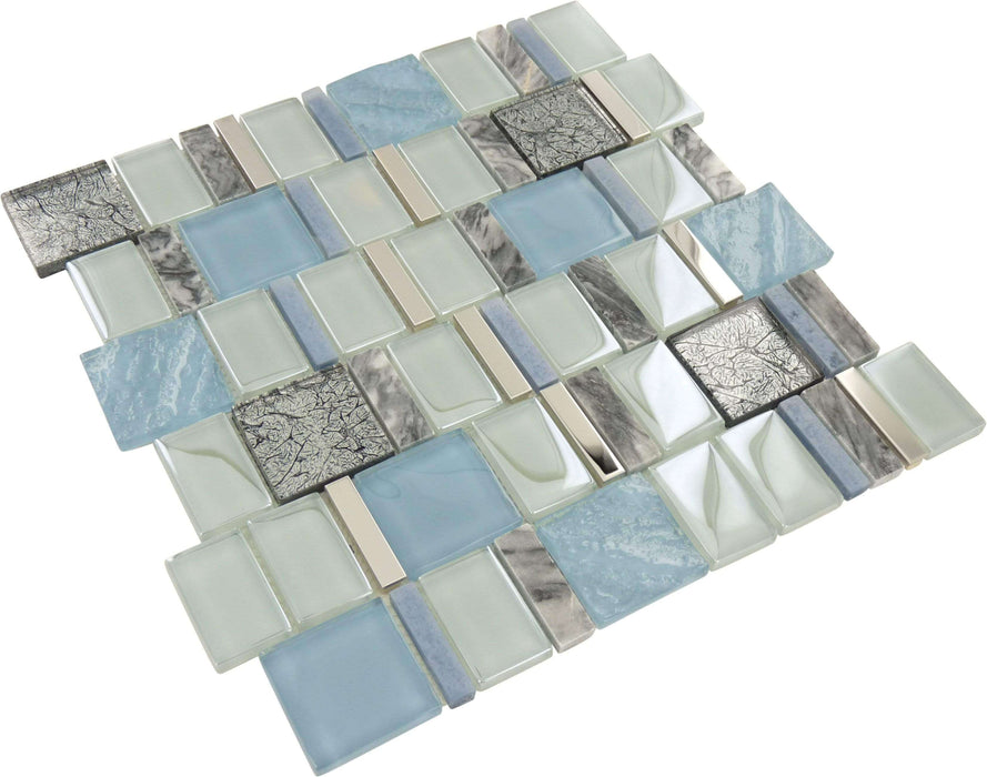 Astronomers Light Blue Unique Shapes Glass and Stone Tile Euro Glass
