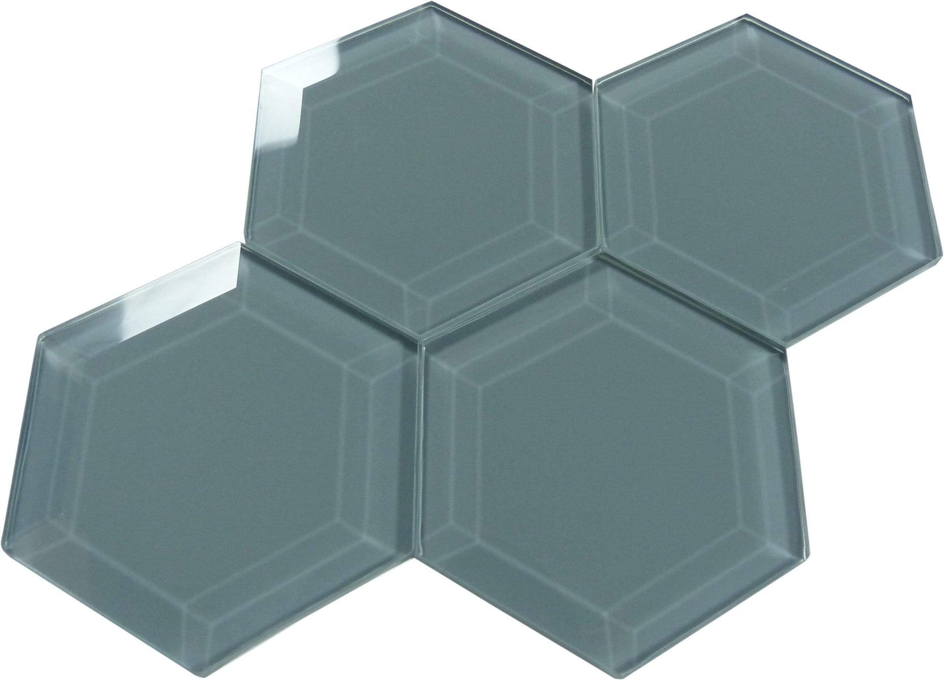 Glazed Granite 4" Beveled Hexagon Glossy Glass Tile Euro Glass